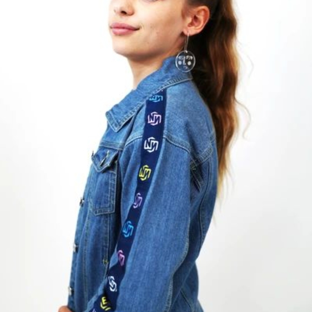 Norris Nuts Girl's Denim Jacket Multi Logo Size 12 - Picture 3 of 13